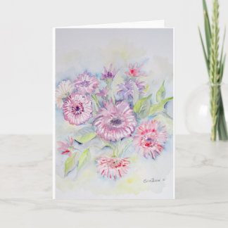Pink Flowers Blank Card