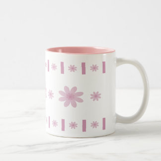 Pink Flowers & Blocks Two-Tone Coffee Mug