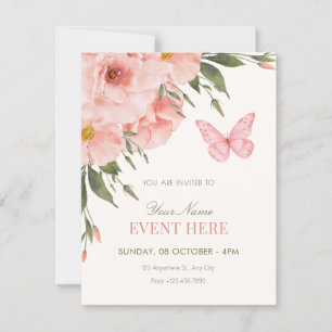 Pink flowers bloom  invitation
