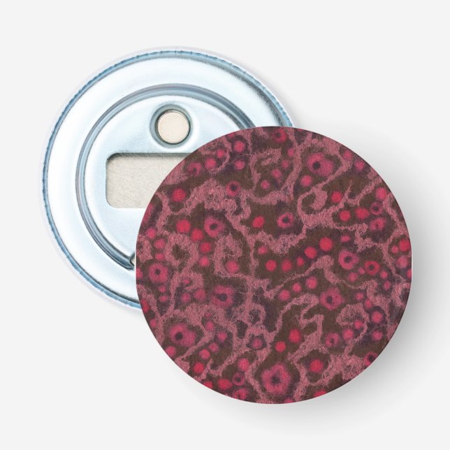 Pink Flowers, Blush Curves, fibre art felt pattern Bottle Opener (Front)