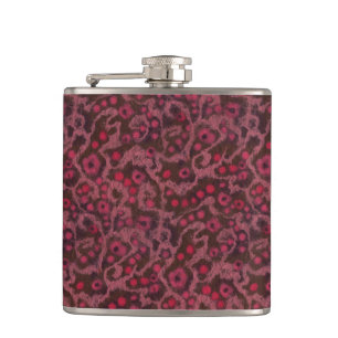 Pink Flowers, Blush Curves, fibre art felt pattern Hip Flask