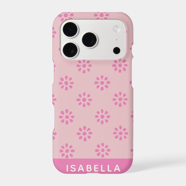 Pink Flowers Boho Aesthetic Pattern Personalized (Back)