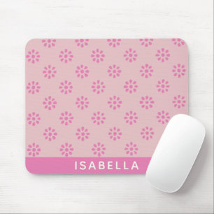Pink Flowers Boho Aesthetic Pattern Personalized Mouse Pad