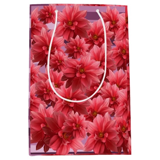 Pink Flowers  Botanical Art  Medium Gift Bag (Front)