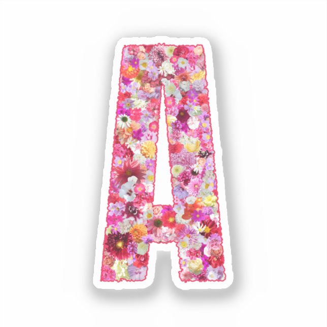 Pink Flowers Botanical Monogram Letter A For Her (Front)