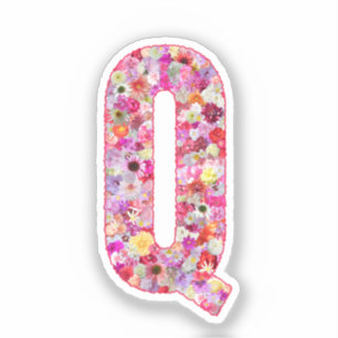 Pink Flowers Botanical Monogram Letter Q For Her