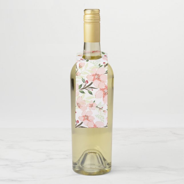 Pink flowers bottle tag (On Bottle)
