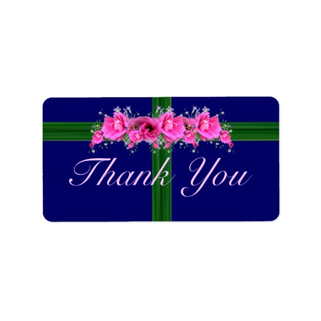 Pink Flowers Bouquet Thank You Stickers - labels (Front)