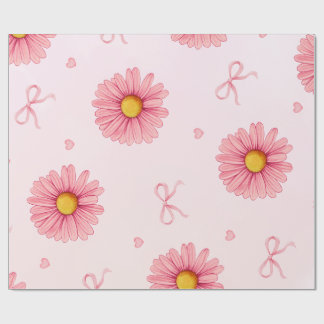 Pink flowers, bows, and hearts tissue paper