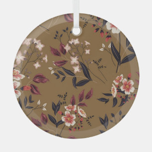 Pink flowers branch, abstract composition. glass ornament