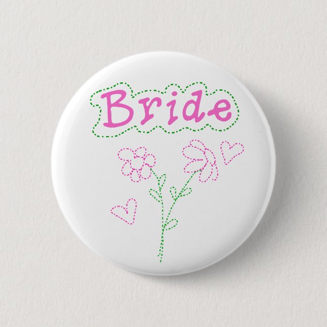 Pink Flowers Bride 2 Inch Round Button (Front)