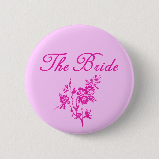 Pink Flowers Bride Products 2 Inch Round Button (Front)