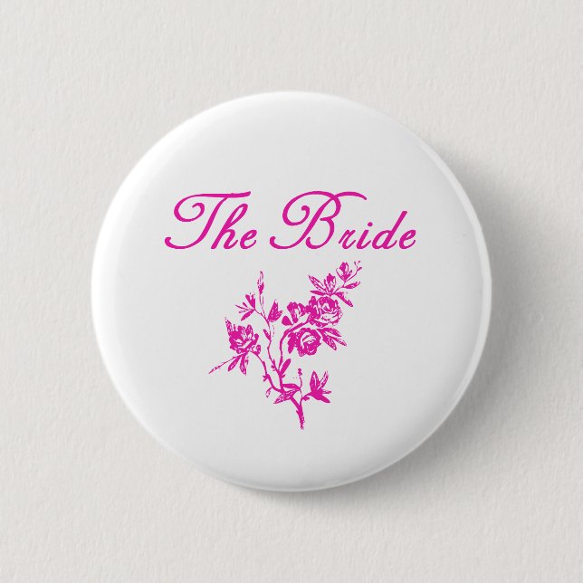 Pink Flowers Bride Products 2 Inch Round Button (Front)
