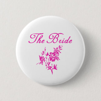 Pink Flowers Bride Products 2 Inch Round Button