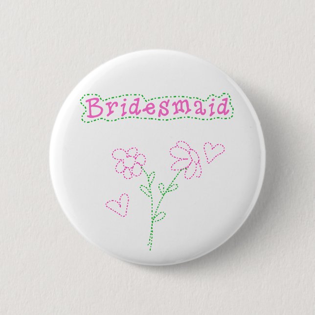 Pink Flowers Bridesmaid 2 Inch Round Button (Front)