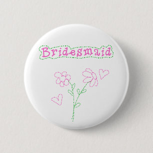 Pink Flowers Bridesmaid 2 Inch Round Button