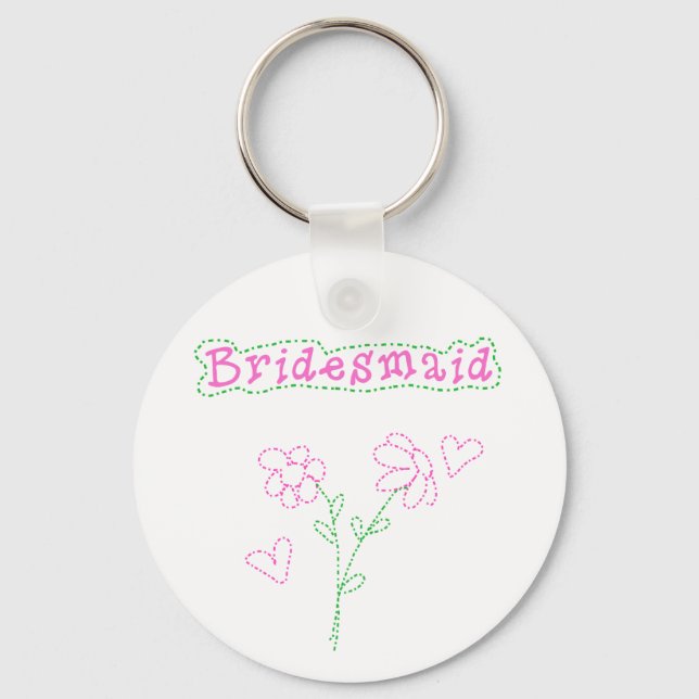 Pink Flowers Bridesmaid Keychain (Front)