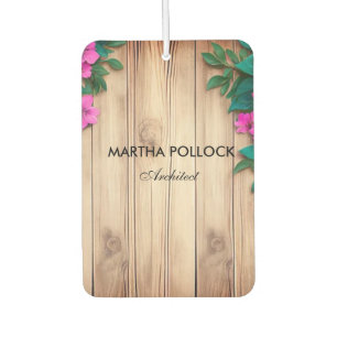 Pink flowers brown wood  air freshener