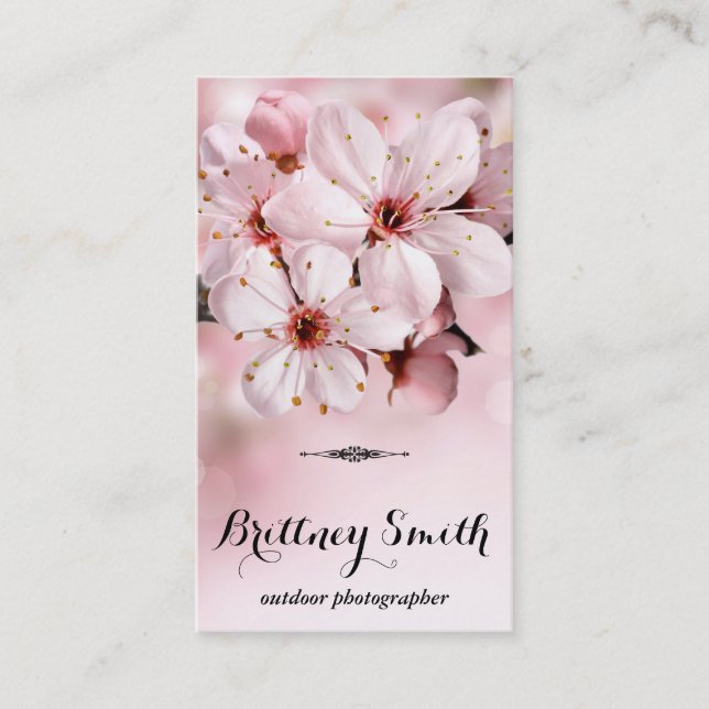 Pink Flowers Business Card (Front)