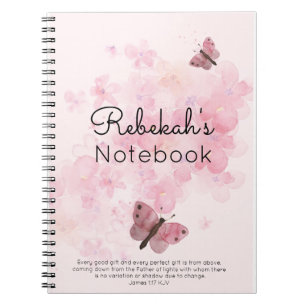 Pink Flowers & Butterfly Notebook