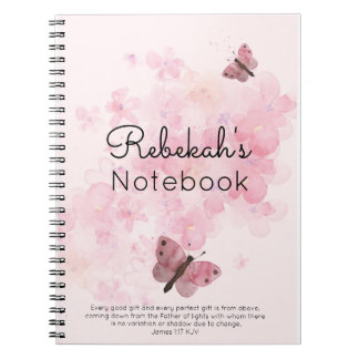 Pink Flowers & Butterfly Notebook