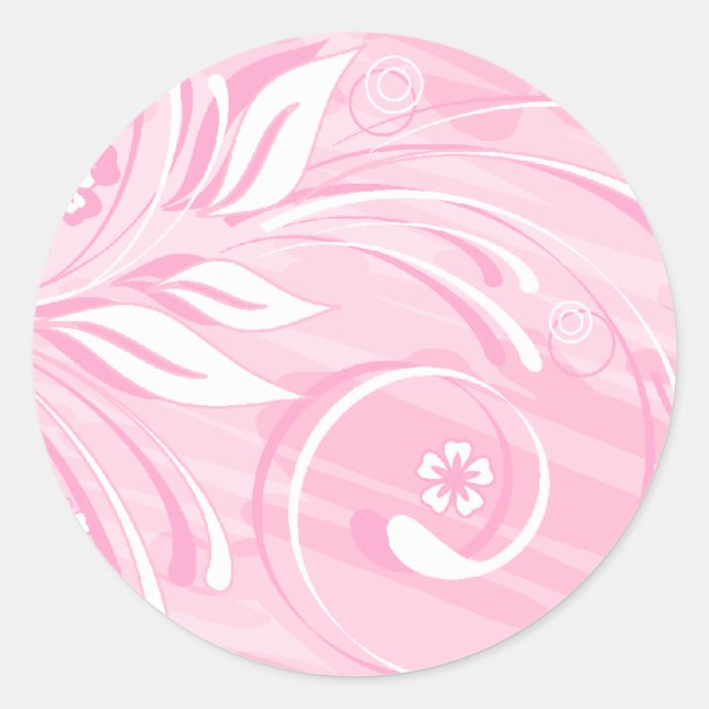 pink flowers classic round sticker (Front)