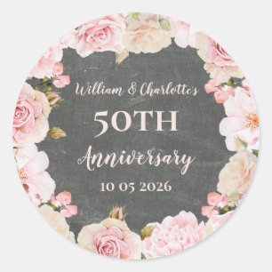 Pink Flowers Custom Anniversary Favour Tag