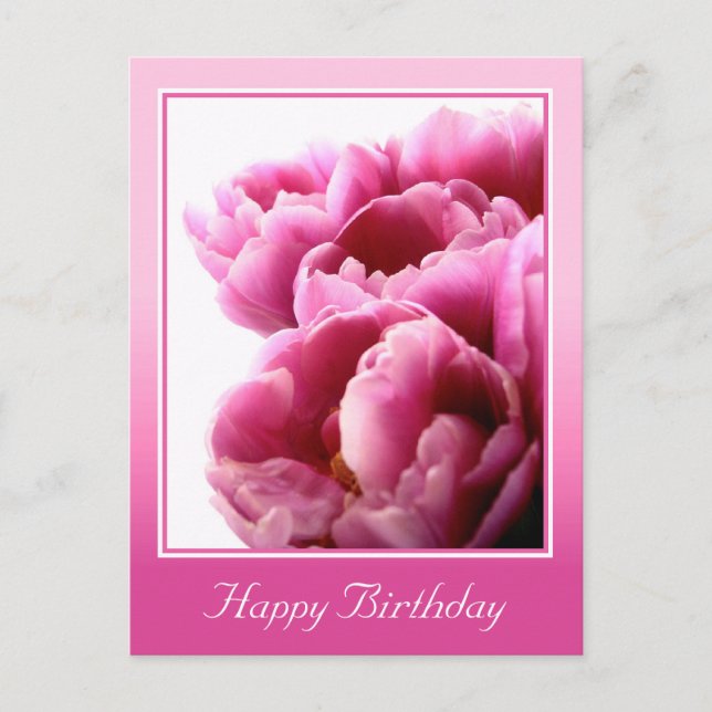 Pink Flowers Custom Birthday Card (Front)