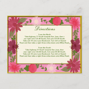 Pink Flowers Custom Direction Cards