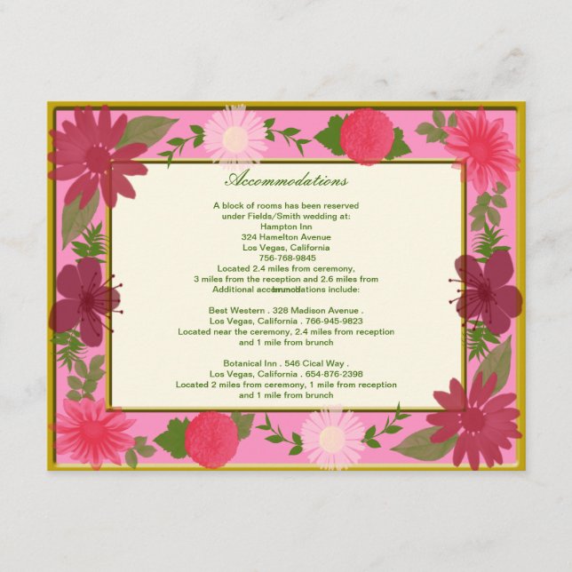 Pink Flowers Custom Enclosure Cards (Front)