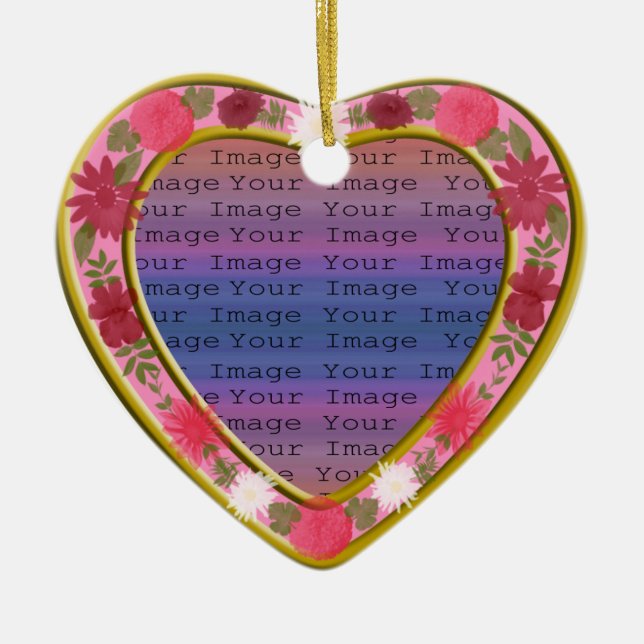 Pink Flowers Custom Heart Ornament (Front)