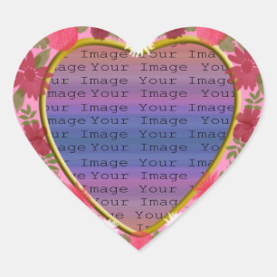 Pink Flowers Custom Heart Stickers