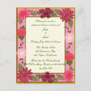 Pink Flowers Custom Rehearsal Dinner Invitation