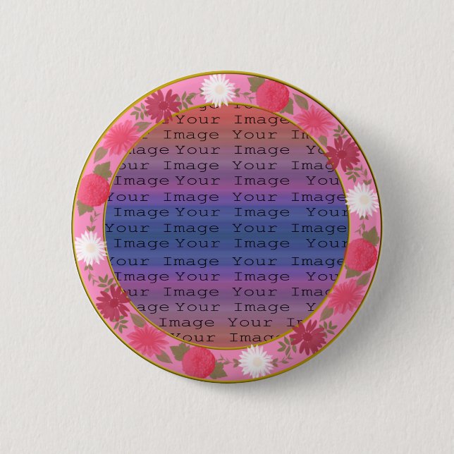 Pink Flowers Custom Round Button (Front)
