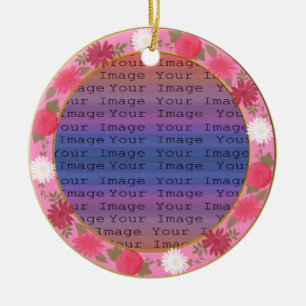 Pink Flowers Custom Round Ornament