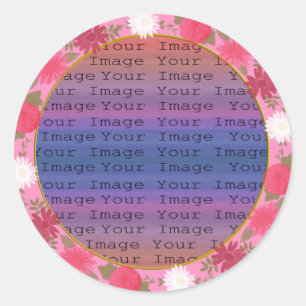 Pink Flowers custom Round Stickers