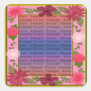 Pink Flowers custom Square Stickers