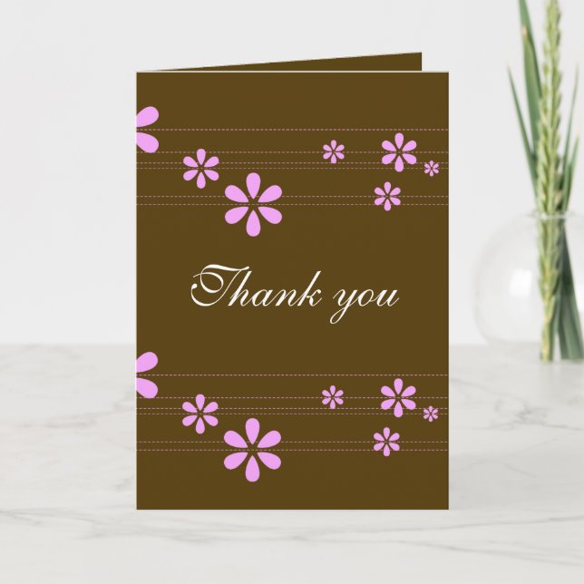 Pink Flowers - Customized Thank You Card (Front)
