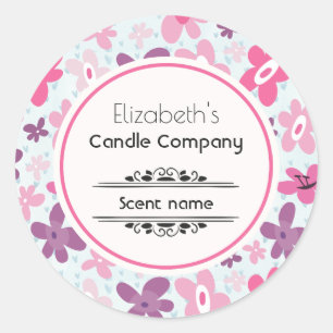 Pink Flowers Cute Whimsical Pattern Business Classic Round Sticker