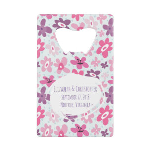 Pink Flowers Cute Whimsical Pattern Wedding Wallet Bottle Opener