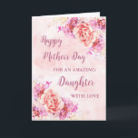 Pink Flowers Daughter Happy Mother's Day Card<br><div class="desc">Happy Mother's Day card for daughter with blush pink and purple vintage watercolor roses and lilacs and heartfelt verse.</div>