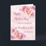 Pink Flowers Daughter in Law Happy Mother's Day Card<br><div class="desc">Happy Mother's Day card for daughter in law with blush pink and purple vintage watercolor roses and lilacs and heartfelt verse.</div>