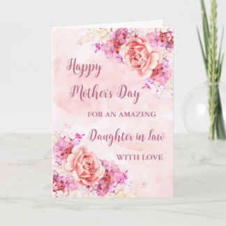 Pink Flowers Daughter in Law Happy Mother's Day Card
