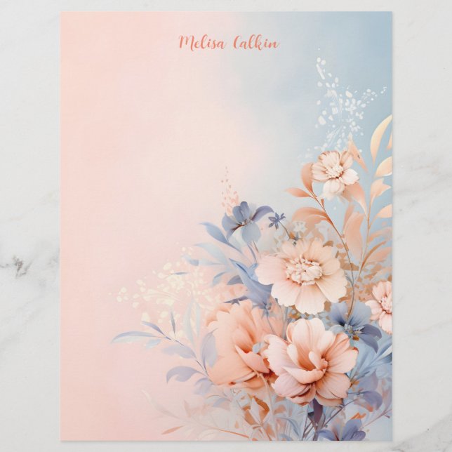 Pink Flowers Decoration with Pink Background  Letterhead (Front)
