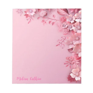 Pink Flowers Decoration with Pink Background  Notepad