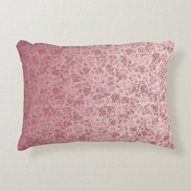 Pink flowers degraded accent pillow (Front)
