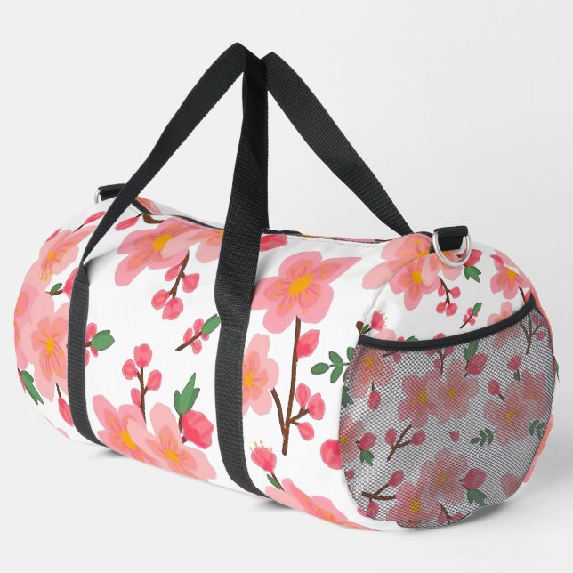 Pink Flowers Duffle Bag (Right Corner)
