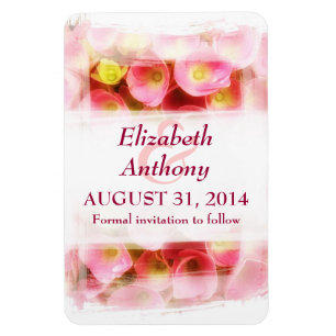 pink flowers elegant save the date magnets