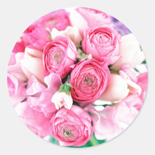 Pink Flowers Envelope Stickers (Front)