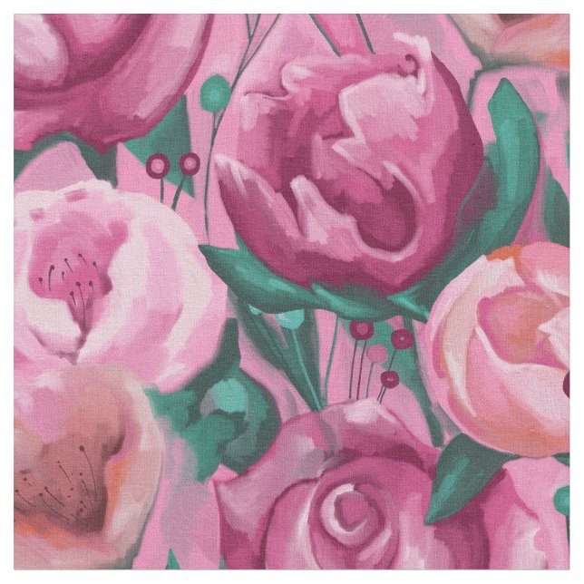 Pink Flowers Fabric (Close Up)